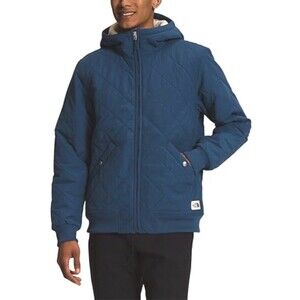 North Face Jacket Mens Small Blue Cuchillo Quilted Sherpa Lined Full Zip Hoodie
